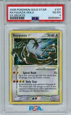 Rayquaza Gold Star 107/107 PSA 4 AMAZING SWIRL EX Deoxys Pokemon - Image 1
