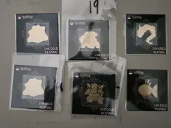 RARE 6x lot Pokemon 24K Gold Plated Metal Sticker See Pictures For Characters - Image 1