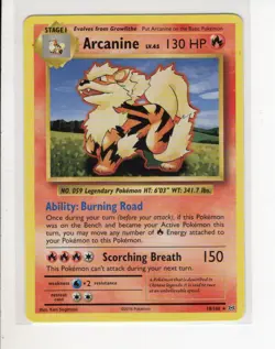 ARCANINE XY EVOLUTIONS RARE NON HOLO-FOIL POKEMON CARD 18/108 EX/NM - Image 1