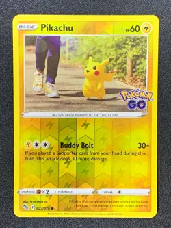 Pikachu 027/078 Common Reverse Holo Pokemon Go Card 2022 - Image 1