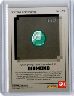 2024 Panini MINECRAFT Crafting Cronicles Enchanting Table Diamond /99 Gold Foil - Image 2