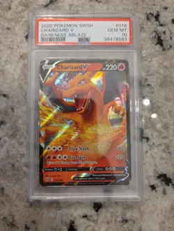 PSA 10 Charizard V Darkness Ablaze 019/189 GEM MINT Pokemon Card Full Art Holo - Image 1