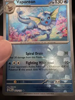Pokemon Vaporeon Master Ball Pattern 022/131 Prismatic Evolutions Holo LP - Image 2