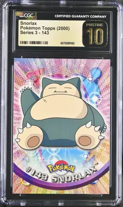 CGC 10 PRISTINE Snorlax 2000 Series 3 Topps 143 Pokemon Card - Image 1