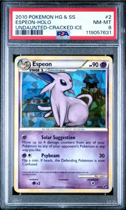 2010 POKEMON HEARTGOLD & SOULSILVER UNDAUNTED CRACKED ICE #2 ESPEON-HOLO PSA 8 - Image 1