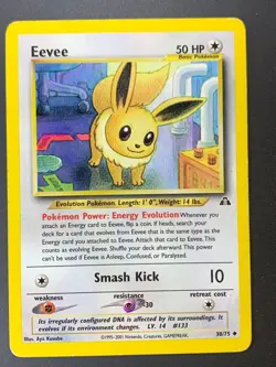 Eevee 38/75 Uncommon Pokemon Neo Discovery Unlimited 2001 Non Holo [2] - Image 1