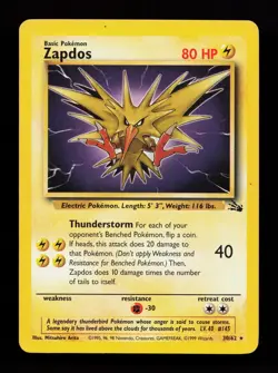 Zapdos 30/62 Non Holo Rare Fossil Pokemon Card - Image 1