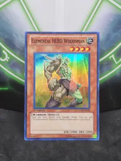Yugioh Elemental HERO Woodsman LCGX-EN034 Super Rare 1st Edition NM - Image 1
