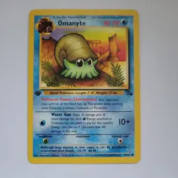 Omanyte 52/62 1st Edition Fossil Common Pokemon Card - LP - Image 1