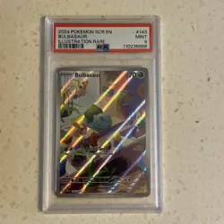 Pokemon TCG Bulbasaur Stellar Crown Illustration Holo Card 143/142 PSA 9 Graded - Image 1
