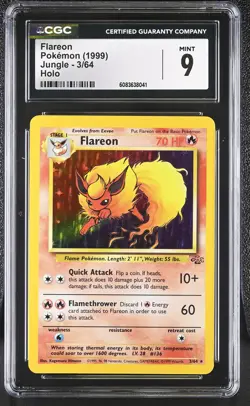 CGC 9 MINT Flareon 1999 Jungle 3/64 Holo Pokemon Card - Image 1