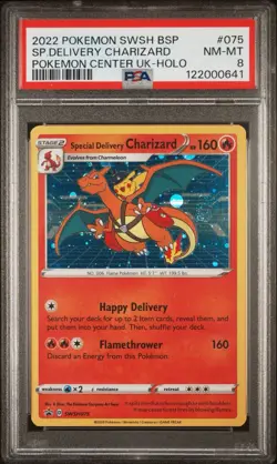 Pokemon Special Delivery Charizard SWSH075 Promo Card Holo PSA 8 - Image 1