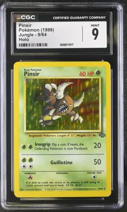 CGC 9 MINT Pinsir 1999 Jungle 9/64 Holo Pokemon Card - Image 1