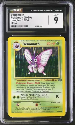 CGC 9 MINT Venomoth 1999 Jungle 13/64 Holo Pokemon Card - Image 1