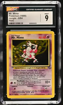 CGC 9 MINT Mr. Mime 1999 Jungle 6/64 Holo Pokemon Card - Image 1