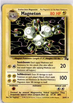 Pokemon TCG Magneton Fossil 26/62 Regular Rare Trading Card TCG - Image 1