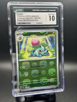 CGC 10 Ivysaur (2023) Japanese Pokemon Card 151 - 002/165 Master Ball Reverse - Image 1