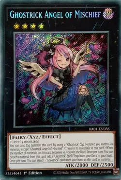 RA01-EN036 GHOSTRICK ANGEL OF MISCHIEF SECRET RARE 1ST EDITION YuGiOh CARD - Image 1