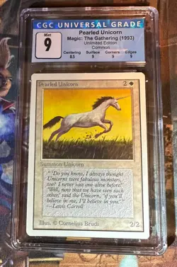 1 x Unlimited Pearled Unicorn- Graded CGC 9.0 -2nd Ed.-Magic The Gathering - MTG - Image 1
