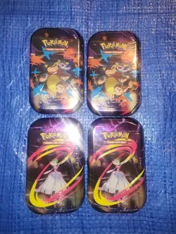 Pokemon Mega Heroes Mini Tin × 4 Sealed Tins From The Assortment 2 Booster Packs - Image 1