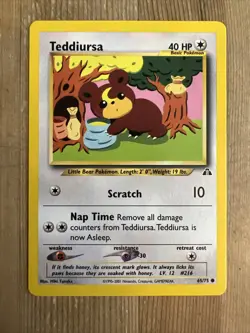 Teddiursa 65/75 Common Pokemon Neo Discovery Unlimited WOTC NM 2001 - Image 1