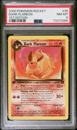 2000 Pokemon Rocket #35 Dark Flareon 1st Edition PSA 8 - Image 1