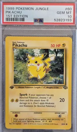 1999 English Pokemon 1st Edition JUNGLE PSA 10 Gem Mint PIKACHU 60/64 - Image 1