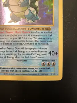 Blastoise Shadowless HOLO Base Set 02/102 1999 WOTC MP Pokemon - Image 5