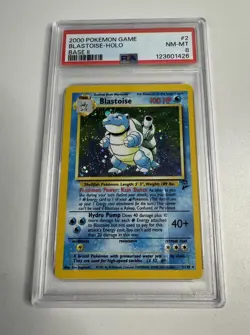 Blastoise #2/130 Pokemon TCG PSA 8 NM - Base Set II 2 - Image 1