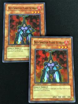 YUGIOH NEO SPACIAN FLARE SCARAB POTD-EN004 1ST SUPER X2 (MP) - Image 1