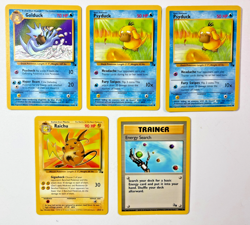 Pokemon TCG Fossil 1999-2000 Print Lot x5 - Vintage Rare Card Raichu Psyduck - Image 1