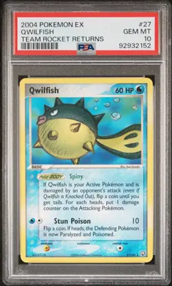 PSA 10 GEM MINT Qwilfish 27/109 EX Team Rocket Returns 2004 Pokemon Card - Image 1