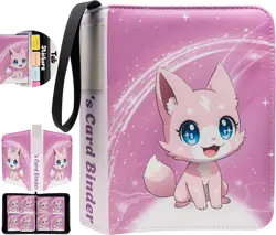 CUTE PINK TRADING CARD BINDER 4 POCKET FOR GIRLS GIFTS - INCLUDES NAME TAG - Image 1