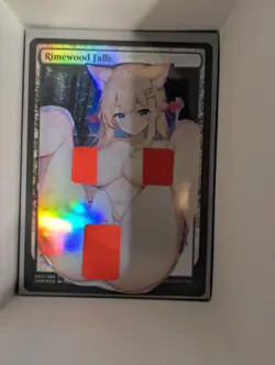 Rimewood Falls x Catgirl Niko Victory (foil) MtG Alter Hand-Crafted! Anime Waifu - Image 1