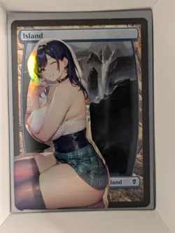 Island x Bodacious School Girl Uni (foil) MtG Alter Hand-Crafted! Anime Waifu - Image 1