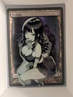 Swamp x Big Tiddy Goth Mommy (foil) MtG Alter Hand-Crafted! Anime Waifu - Image 1