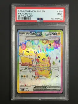 Pokemon PSA 9 Pikachu EX 219/191 Full Art Surging Sparks Ultra Rare Mint - Image 1