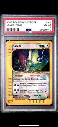 Celebi Crystal Secret Rare Holo 145/144 - Pokemon TCG, Skyridge - PSA 4 - Image 2