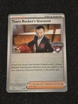 Pokemon TCG Team Rocket's Giovanni 174/182 Destined Rivals STAFF Regional Stamp - Image 1