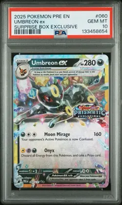 2025 Pokemon Prismatic Evolution Umbreon EX Surprise Box Exclusive PSA 10 - Image 1