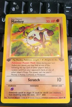 Mankey 55/64 - 1999 Pokemon Jungle 1st Edition - NM Near Mint - Image 1