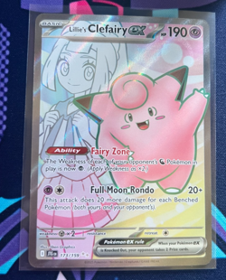 Pokemon Journey Together Lillie's Clefairy EX Holo TCG Card 173/159 NM - Image 1