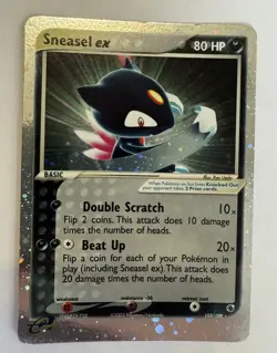 Pokemon 2003 Sneasel EX Ruby and Sapphire Holo Ultra Rare Card 103/109 - Image 1