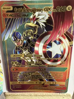 Captain America And Braviary Gx Multi Color Foil??Fan Art ??Rare Card NM - Image 1