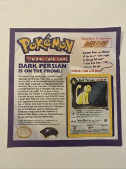 DARK PERSIAN # 17 HOLO Black Star PROMO WOTC Pokemon Card NM (Original Flyer) - Image 1
