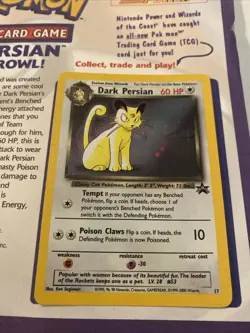 DARK PERSIAN # 17 HOLO Black Star PROMO WOTC Pokemon Card NM (Original Flyer) - Image 3
