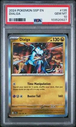 2024 POKEMON SSP EN #135 DIALGA PSA 10 SURGING SPARKS POP 5 - Image 1