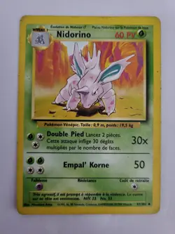 CARTE POKEMON - NIDORINO 37/102 - SET de BASE - WIZARDS (FR) - Image 1