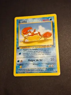 EDITION 1 Carte Pokemon Krabby 51/62 Wizards Fossile Francais - Image 1