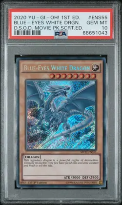 YuGiOh Blue-Eyes White Dragon MVP1-ENS55 1st Edition Secret Rare PSA 10 - Image 1